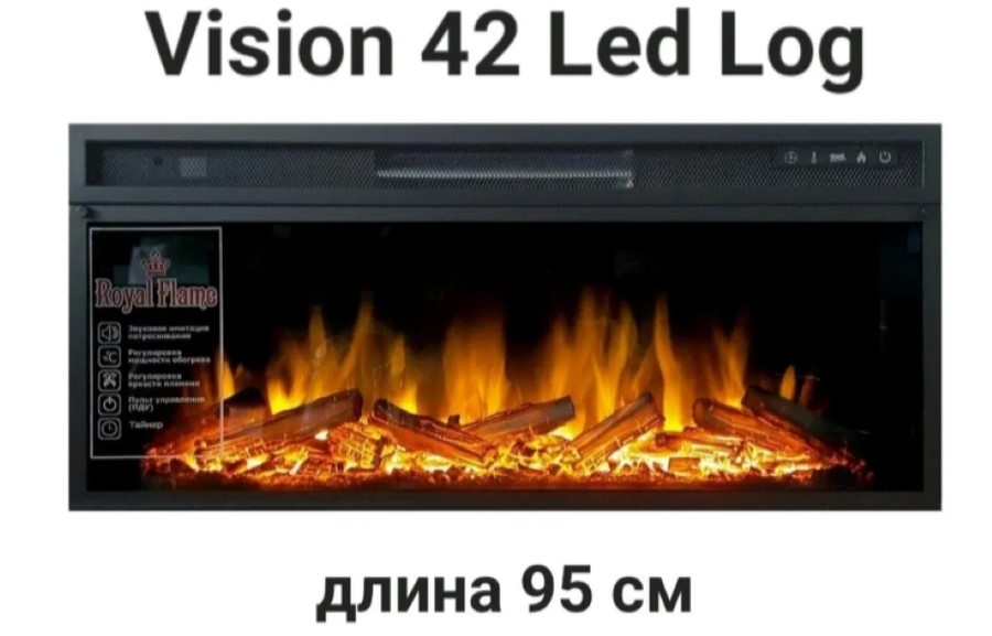 Линейный электрокамин Royal Flame Atlanta (тем. дуб) с очагом Vision 42 LOG LED