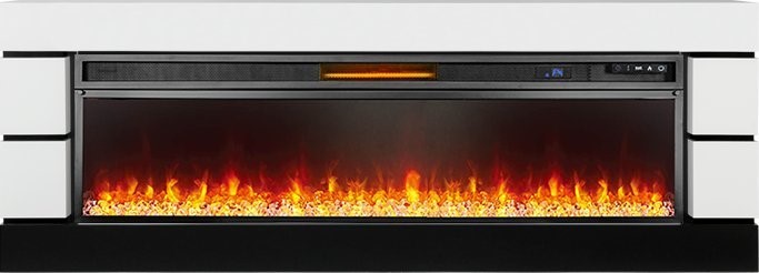 Линейный электрокамин Royal Flame Modern 60 (белый с черным) с очагом Vision 60 LOG LED