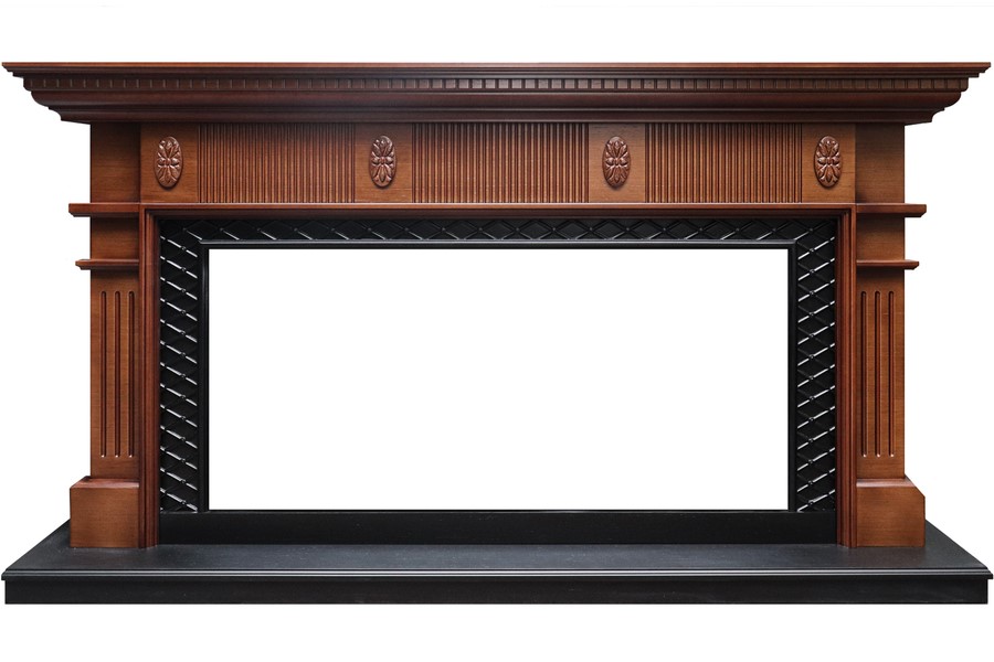 Линейный электрокамин Royal Flame Carlyle (орех с черным) с очагом Vision 42 LED