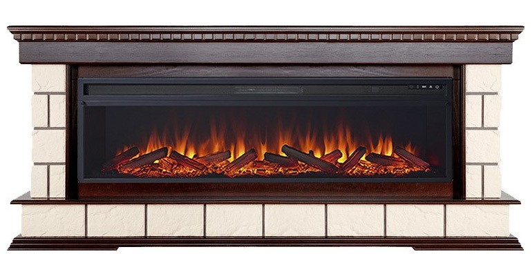 Линейный электрокамин Royal Flame Shateau 60 (темный дуб) с очагом Vision 60 LOG LED