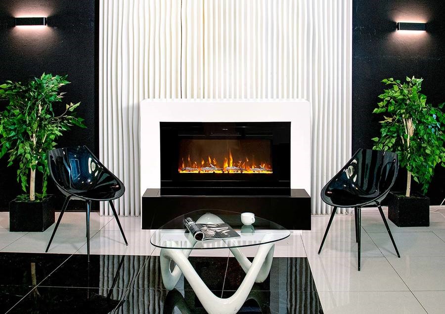 Линейный электрокамин Royal Flame Stockholm белый c очагом 5D V-ART 40