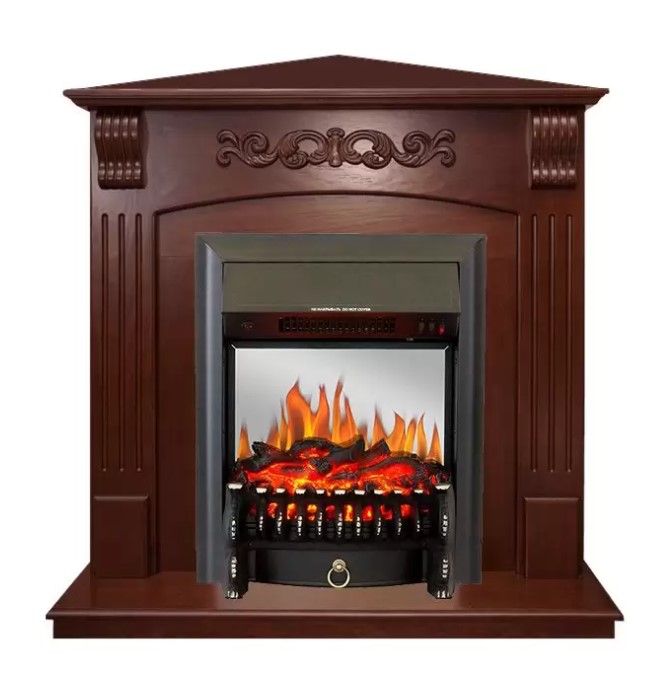 Электрокамин с классическим очагом 2D Royal Flame Sorrento угл.(Орех) c очагом Fobos FX Black/Brass