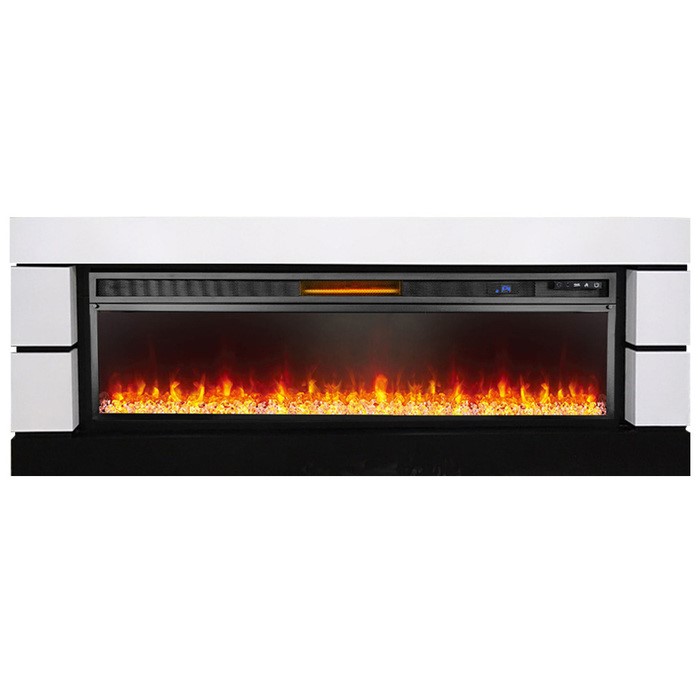 Линейный электрокамин Royal Flame Modern  60 (белый с черным) с очагом Vision 60 LED
