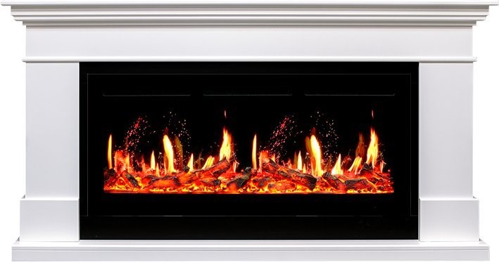 Линейный электрокамин Royal Flame California белый c очагом 5D V-ART 40