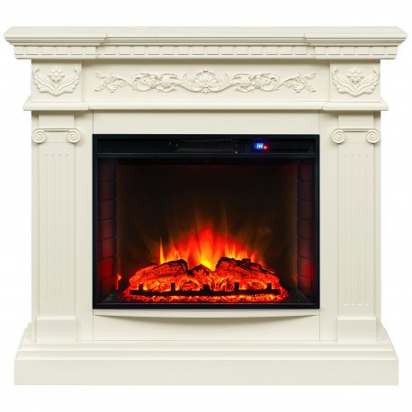 Электрокамин с широким очагом 2D Real-Flame Riviera 25,5 WT с очагом Sparta 25,5 LED