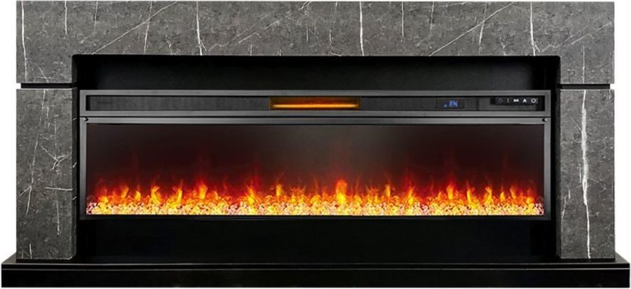 Линейный электрокамин Royal Flame Lindos 60 SFT Stone Touch серый мрамор Vision 60 LED