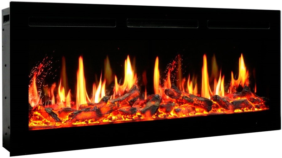 Линейный электрокамин Royal Flame Modern белый с черным c очагом 5D V-ART 40