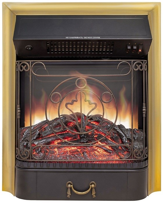 Электрокамин с классическим очагом 2D Royal Flame Sorrento с очагом Majestic FX Brass/Black