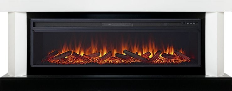 Линейный электрокамин Royal Flame Vancouver 60 (белый c черным) с очагом Vision 60 LOG LED