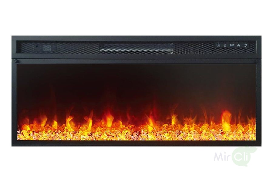 Линейный электрокамин Royal Flame Carlyle (орех с черным) с очагом Vision 42 LED