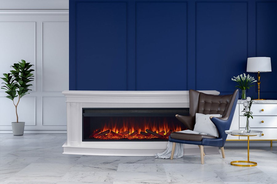 Линейный электрокамин Royal Flame Rome (белый) с очагом Vision 42 LED