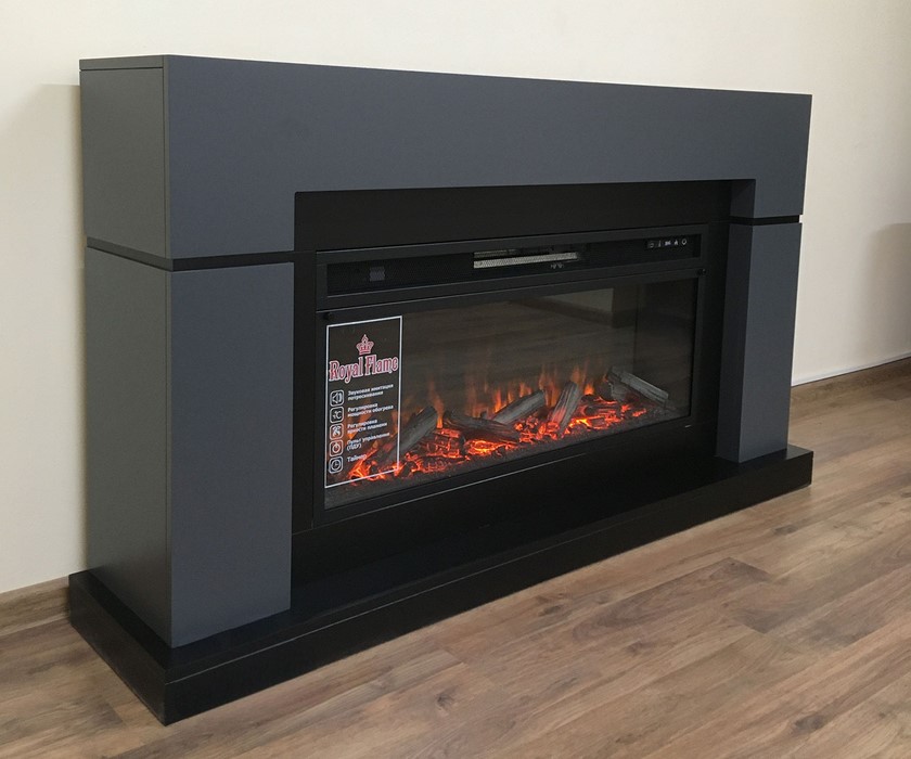 Линейный электрокамин Royal Flame Lindos Graphite Grey (серый графит) с очагом Vision 42 LOG LED