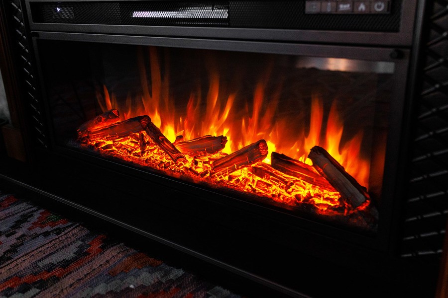 Линейный электрокамин Royal Flame BERGEN белый c очагом Vision 42 LOG LED